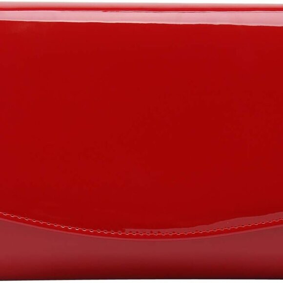 Patent Leather Flap Clutch Classic Elegant Evening Bag Chic Dress Purse - Picture 1 of 7